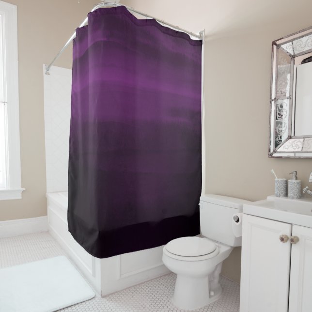 Rideaux De Douche Moody foncé Purple Plum Moderne Aquarelle Chic (En situation)