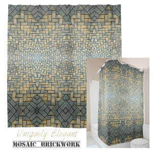 Rideaux De Douche Mosaïque de brique grise et moutarde