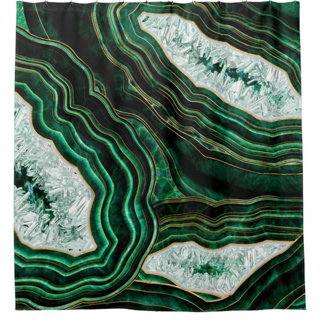 Rideaux De Douche Moss Green Geode et Crystals Art numérique (Devant)