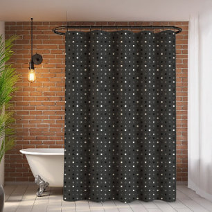 Rideaux De Douche Motif à carreaux de pixels gris noir ludique