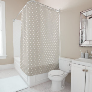 Rideaux De Douche Motif à pois blancs sur fond beige