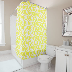 Rideaux De Douche Motif Abstrait citron jaune et blanc