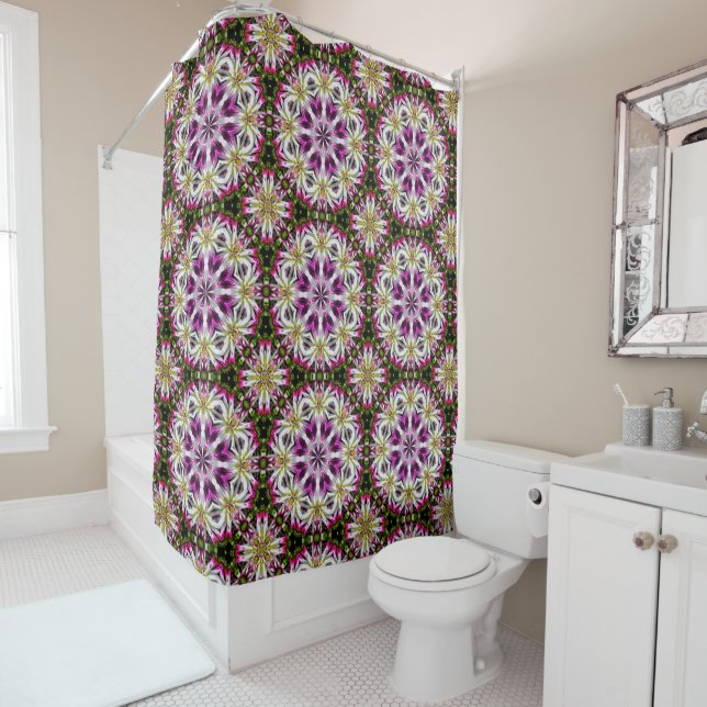 Rideaux De Douche Motif Abstrait Dahlia (En situation)