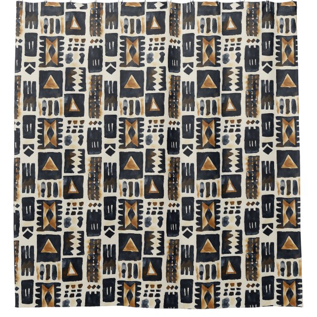 Rideaux De Douche Motif Abstrait en tissu de boue (Devant)