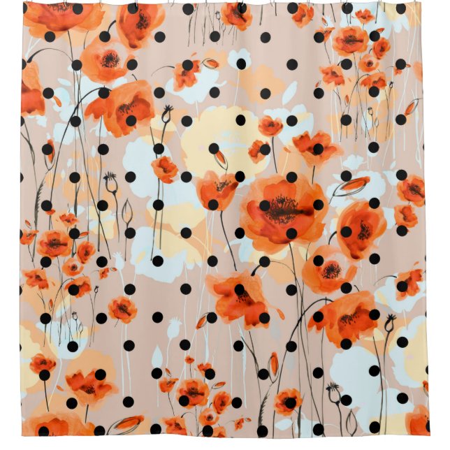 Rideaux De Douche Motif Abstrait fleuri sans soudure avec pâté de ca (Devant)