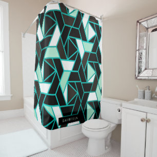 Rideaux De Douche Motif Abstrait géométrique vert