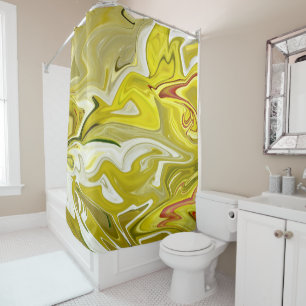 Rideaux De Douche Motif abstrait jaune