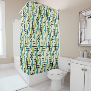 Rideaux De Douche Motif Abstrait moderne du milieu du siècle