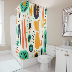 Rideaux De Douche Motif Abstrait rétro coloré BOHO chic