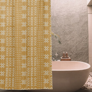 Rideaux De Douche Motif africain en tissu Brown de boue moderne