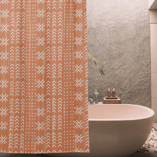 Rideaux De Douche Motif africain moderne en terre cuite boue
