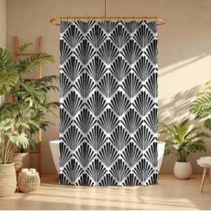Rideaux De Douche Motif Art déco noir et blanc