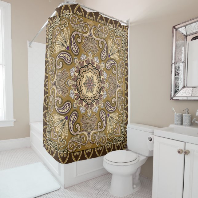 Rideaux De Douche Motif beige élégant de Paisley (En situation)