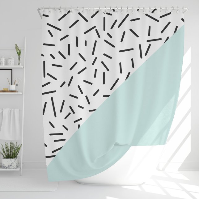 Rideaux De Douche Motif bleu clair et géométrique (Créateur téléchargé)
