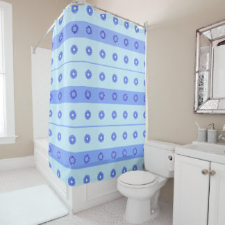Rideaux De Douche Motif bleu clair Fleurs bleu foncé