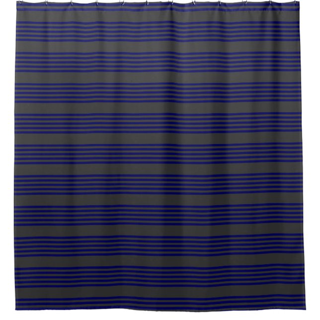 Rideaux De Douche Motif bleu marine et charbon cinq bandes (Devant)