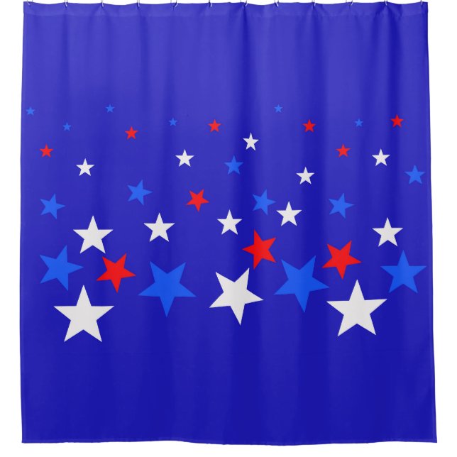 Rideaux De Douche Motif bleu, rouge et blanc (Devant)