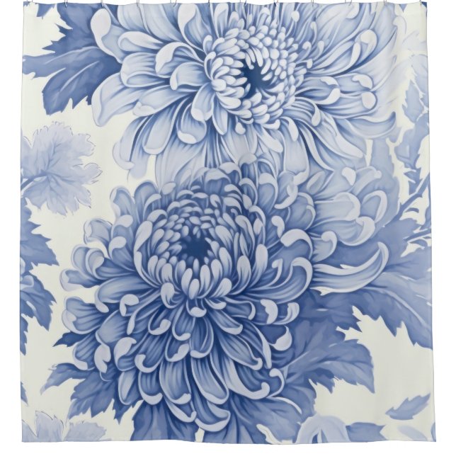 Rideaux De Douche Motif Blue Dahlia toile (Devant)