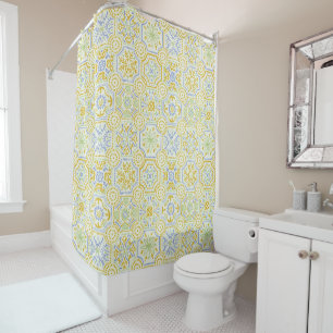Rideaux De Douche Motif bohème méditerranéen à l'aquarelle 