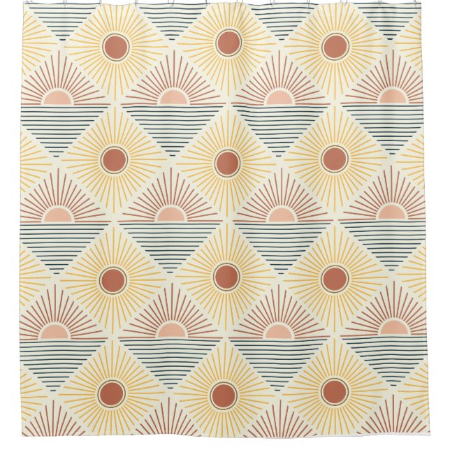 Rideaux De Douche Motif Boho Sun (Devant)