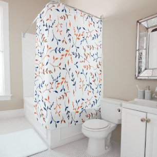 Rideaux De Douche Motif botanique à feuilles orange marine Ditsy