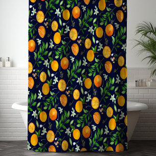 Rideaux De Douche Motif botanique floral d'été citrus orange