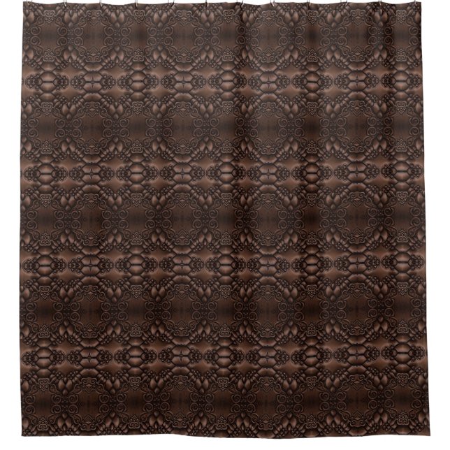 Rideaux De Douche Motif Brown en cuir baroque Faux (Devant)