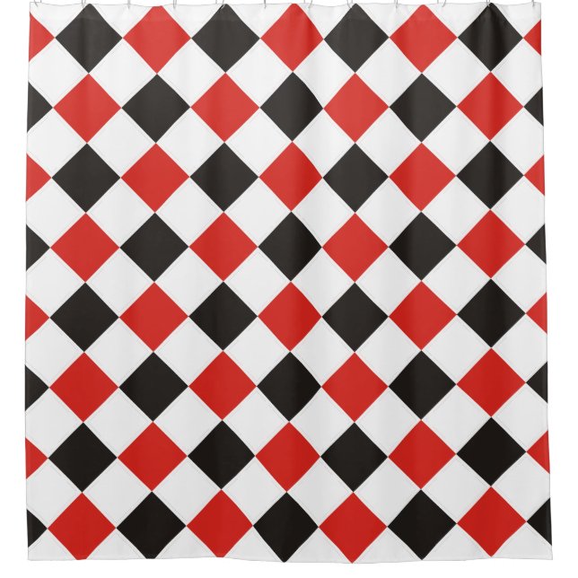 Rideaux De Douche Motif carré noir rouge blanc + votre backgr. (Devant)