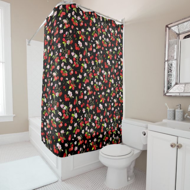 Rideaux De Douche Motif cerise 2 (En situation)