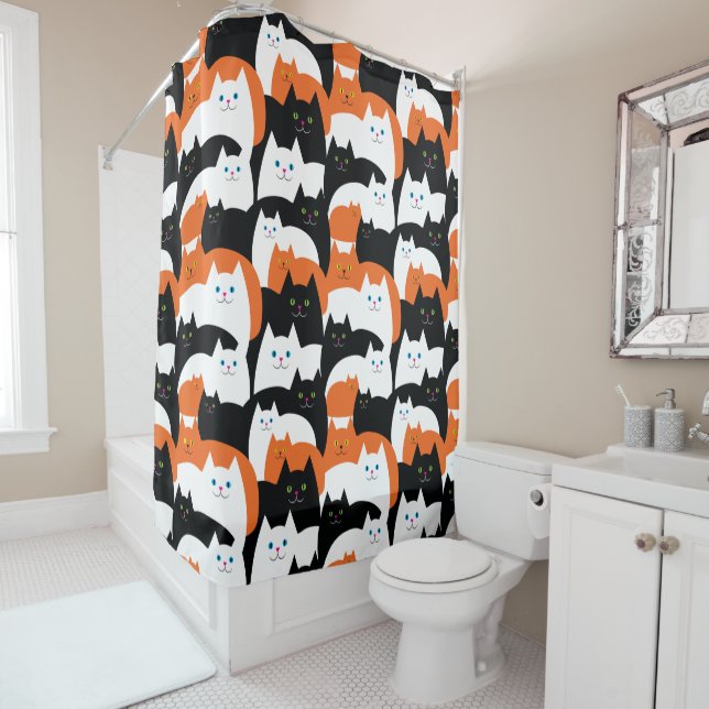 Rideaux De Douche Motif chat Kitty moderne mignon (En situation)