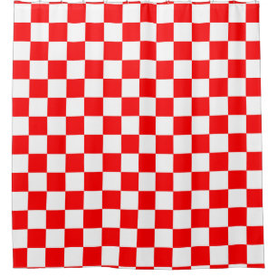 Rideaux De Douche Motif chèque À damiers blanc rouge