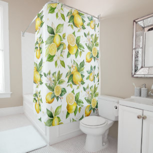 Rideaux De Douche Motif citron, Fleurs de citron, Feuilles, Citrus