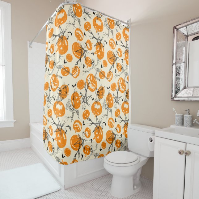 Rideaux De Douche Motif Citrouille du roi Halloween (En situation)