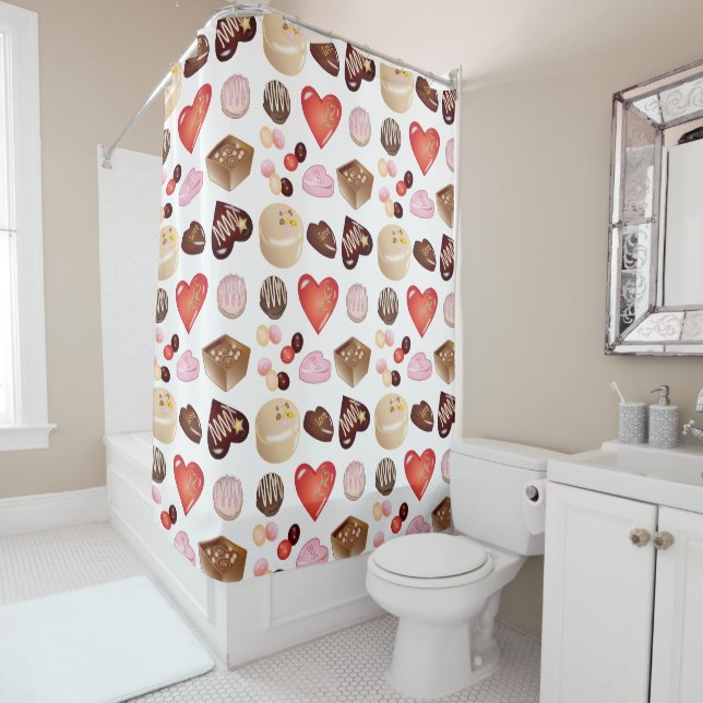 Rideaux De Douche Motif Coeur de chocolat moderne (En situation)