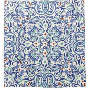 Rideaux De Douche Motif coloré turkise sans couture. Motif sans fin