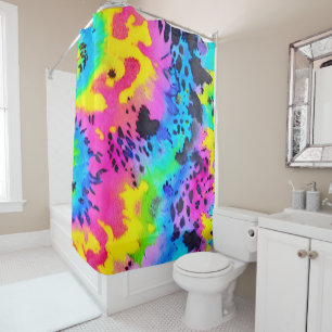Rideaux De Douche Motif coloré Wild Cheetah Tye Dye