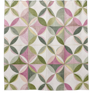 Rideaux De Douche Motif Cottagecore Géométrie Florale Pastel