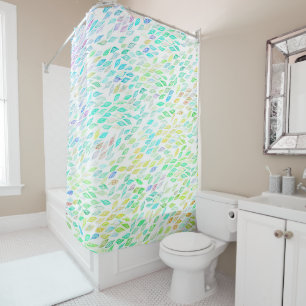 Rideaux De Douche Motif couleur arc-en-ciel aquarelle feuille de plu