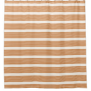 Rideaux De Douche Motif couleur orange brun et beige cinq rayures