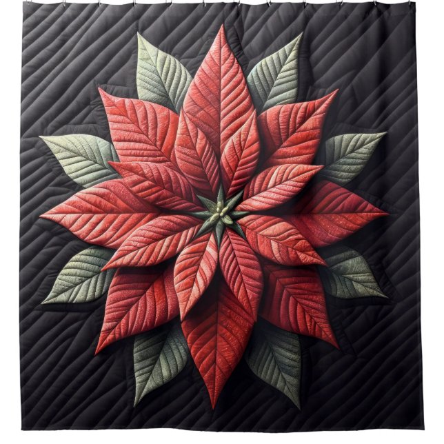 Rideaux De Douche Motif courbé Poinsettia Noir (Devant)