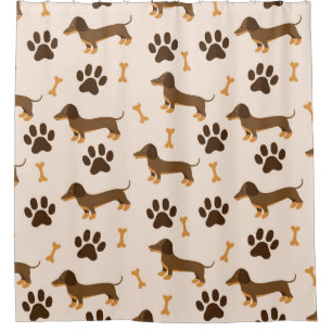 Rideaux De Douche Motif Dachshund : conception d'impression Vintage