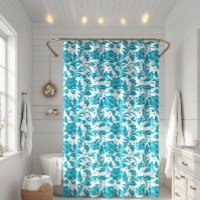 Motif damassé floral turquoise et blanc