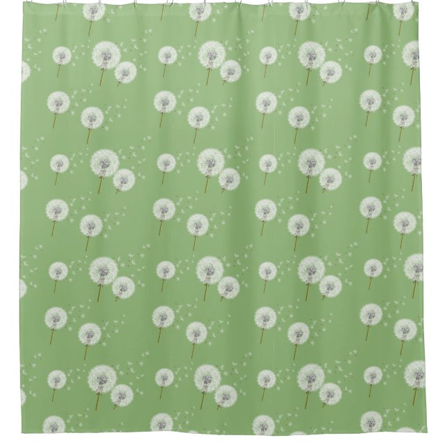 Rideaux De Douche Motif Dandelion sur Green Arrière - plan (Devant)