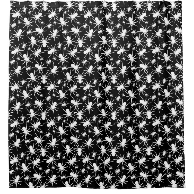 Rideaux De Douche Motif d'araignée de Tarantula noire et blanche (Devant)