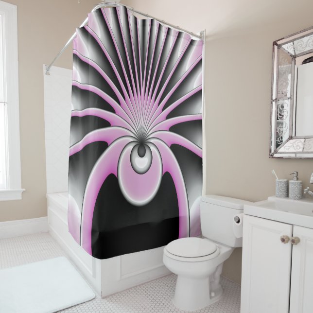 Rideaux De Douche Motif d'art fractal Abstrait moderne (En situation)