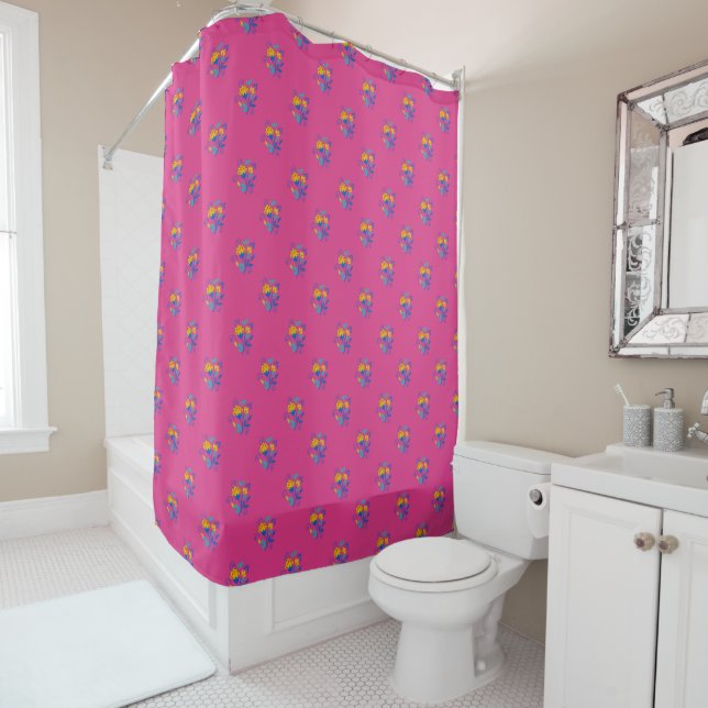 Rideaux De Douche Motif d'art populaire mexicain (En situation)