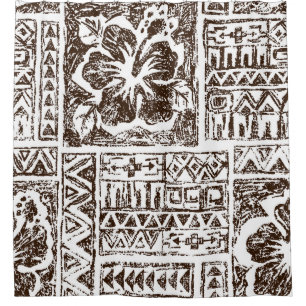 Rideaux De Douche Motif d'art tropical autochtone hawaïen