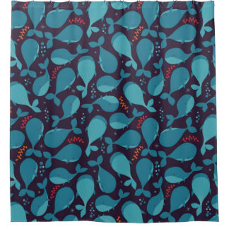 Rideaux De Douche Motif de baleine bleue