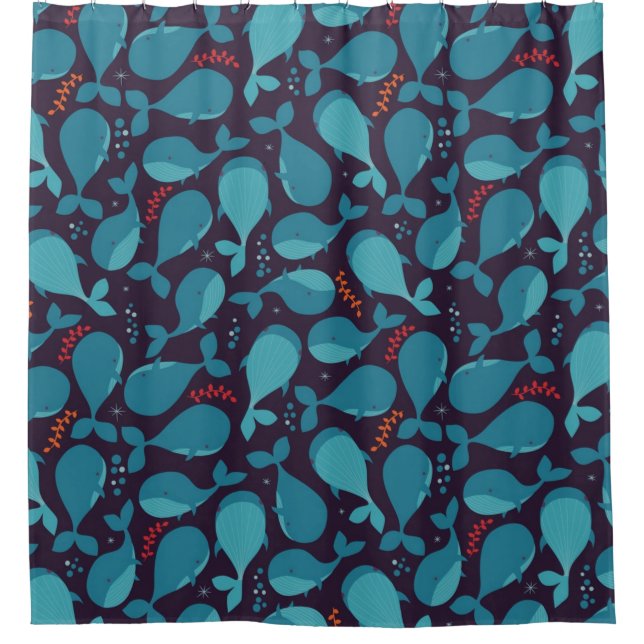 Rideaux De Douche Motif de baleine bleue (Devant)