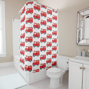 Rideaux De Douche Motif de camion-feu rouge